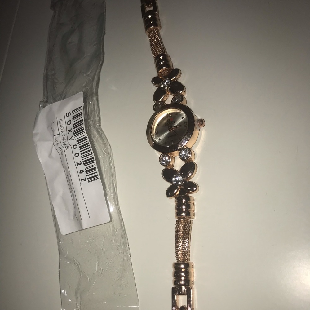 SOXY Rose Gold Flower Band Mini Watch